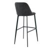 Tabouret de bar MARTIN d'intérieur - Bois noir, tissu 100% PES - métal anthracite 99