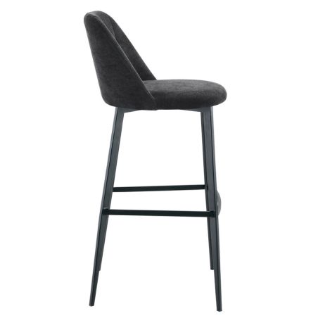 Tabouret de bar MARTIN d'intérieur - Bois noir, tissu 100% PES - métal anthracite 99