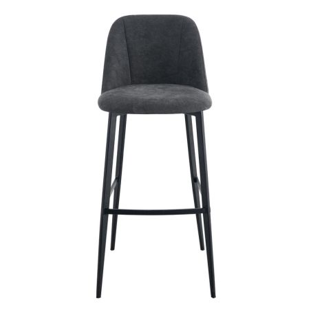 Tabouret de bar MARTIN d'intérieur - Bois noir, tissu 100% PES - métal anthracite 99