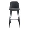 Tabouret de bar MARTIN d'intérieur - Bois noir, tissu 100% PES - métal anthracite 99
