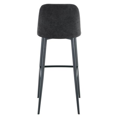 Tabouret de bar MARTIN d'intérieur - Bois noir, tissu 100% PES - métal anthracite 99