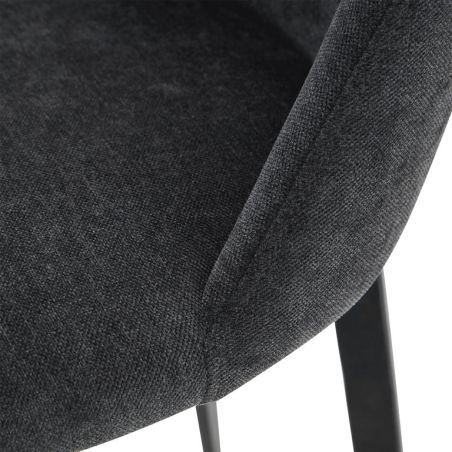 Tabouret de bar MARTIN d'intérieur - Bois noir, tissu 100% PES - métal anthracite 99