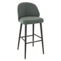 Tabouret de bar TRISTAN BST d'intérieur - Bois noir, tissu 100% PES - hêtre vert 75