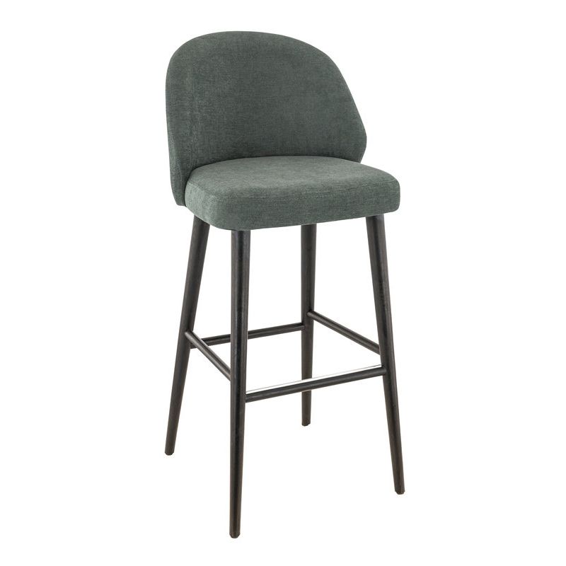 Tabouret de bar TRISTAN BST d'intérieur - Bois noir, tissu 100% PES - hêtre vert 75
