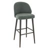 Tabouret de bar TRISTAN BST d'intérieur - Bois noir, tissu 100% PES - hêtre vert 75