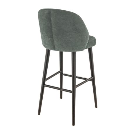 Tabouret de bar TRISTAN BST d'intérieur - Bois noir, tissu 100% PES - hêtre vert 75