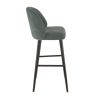 Tabouret de bar TRISTAN BST d'intérieur - Bois noir, tissu 100% PES - hêtre vert 75