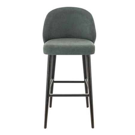 Tabouret de bar TRISTAN BST d'intérieur - Bois noir, tissu 100% PES - hêtre vert 75