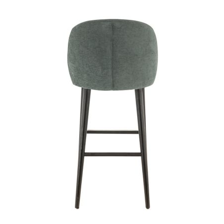 Tabouret de bar TRISTAN BST d'intérieur - Bois noir, tissu 100% PES - hêtre vert 75