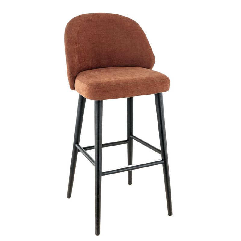 Tabouret de bar TRISTAN BST d'intérieur - Bois noir, tissu 100% PES - hêtre terra 56
