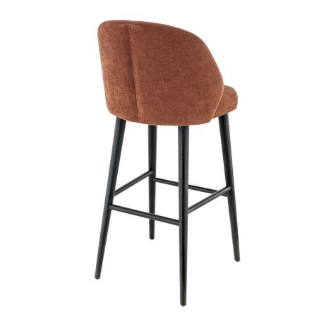 Tabouret de bar TRISTAN BST d'intérieur - Bois noir, tissu 100% PES - hêtre terra 56