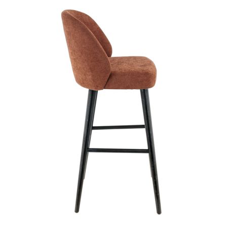 Tabouret de bar TRISTAN BST d'intérieur - Bois noir, tissu 100% PES - hêtre terra 56