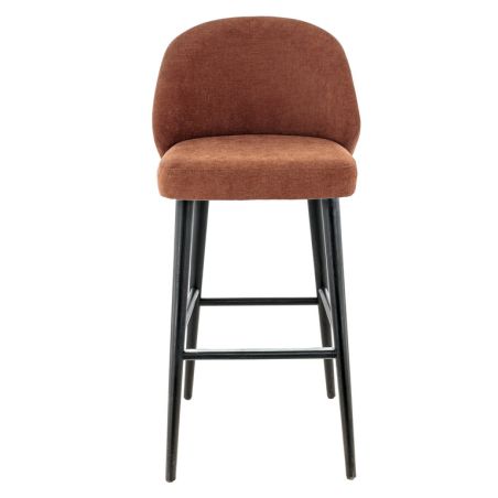 Tabouret de bar TRISTAN BST d'intérieur - Bois noir, tissu 100% PES - hêtre terra 56