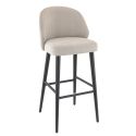 Tabouret de bar TRISTAN BST d'intérieur - Bois noir, tissu 100% PES - hêtre greige 05