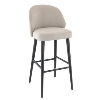 Tabouret de bar TRISTAN BST d'intérieur - Bois noir, tissu 100% PES - hêtre greige 05