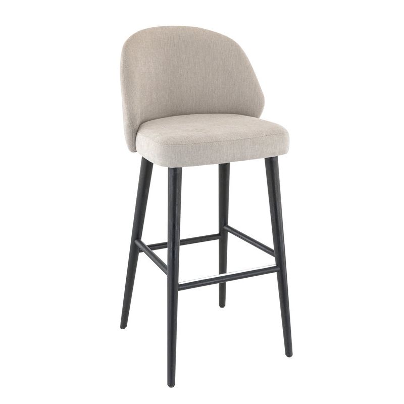 Tabouret de bar TRISTAN BST d'intérieur - Bois noir, tissu 100% PES - hêtre greige 05