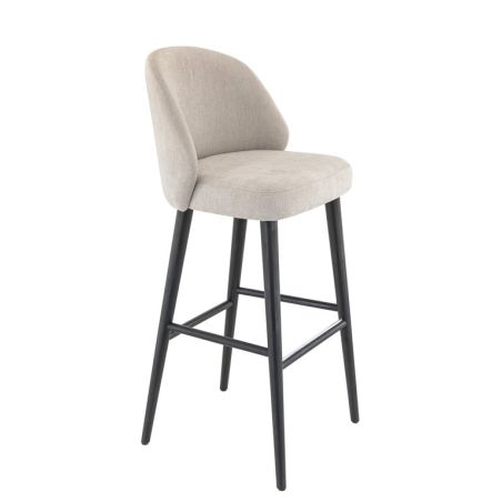 Tabouret de bar TRISTAN BST d'intérieur - Bois noir, tissu 100% PES - hêtre greige 05