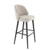 Tabouret de bar TRISTAN BST d'intérieur - Bois noir, tissu 100% PES - hêtre greige 05