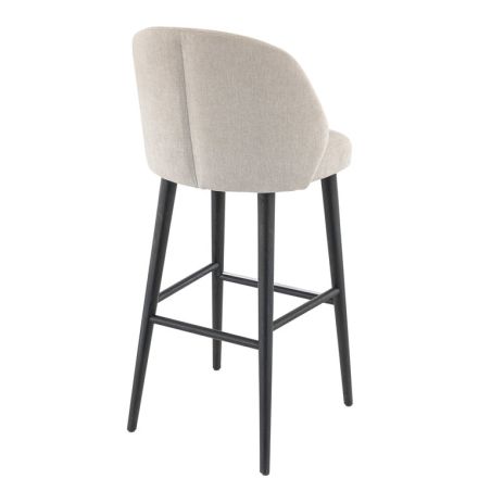 Tabouret de bar TRISTAN BST d'intérieur - Bois noir, tissu 100% PES - hêtre greige 05