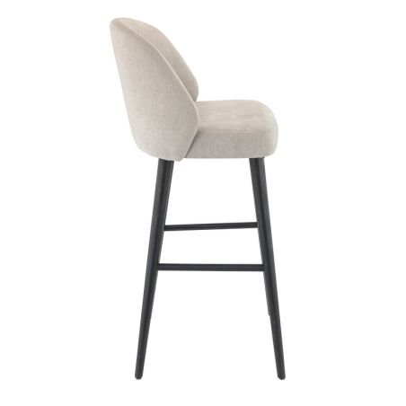 Tabouret de bar TRISTAN BST d'intérieur - Bois noir, tissu 100% PES - hêtre greige 05