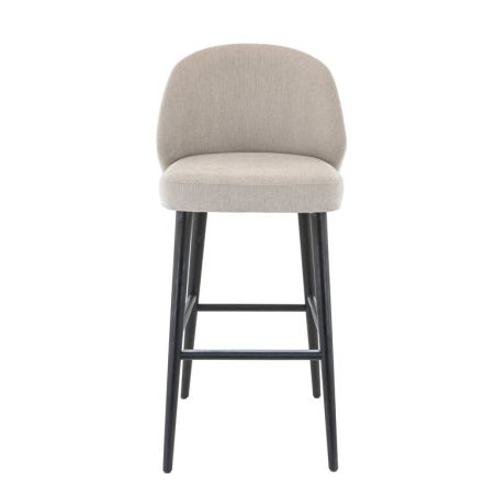 Tabouret de bar TRISTAN BST d'intérieur - Bois noir, tissu 100% PES - hêtre greige 05