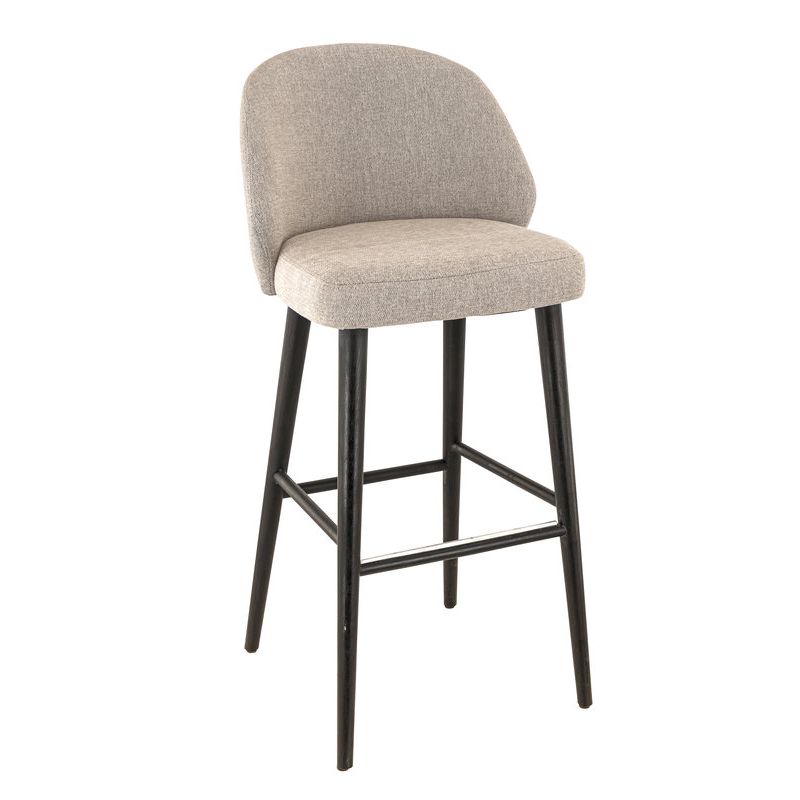 Tabouret de bar MARIUS BST d'intérieur - Bois noir, tissu 100% PES - hêtre greige 05