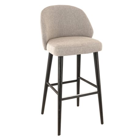 Tabouret de bar MARIUS BST d'intérieur - Bois noir, tissu 100% PES - hêtre greige 05