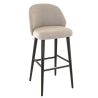 Tabouret de bar MARIUS BST d'intérieur - Bois noir, tissu 100% PES - hêtre greige 05