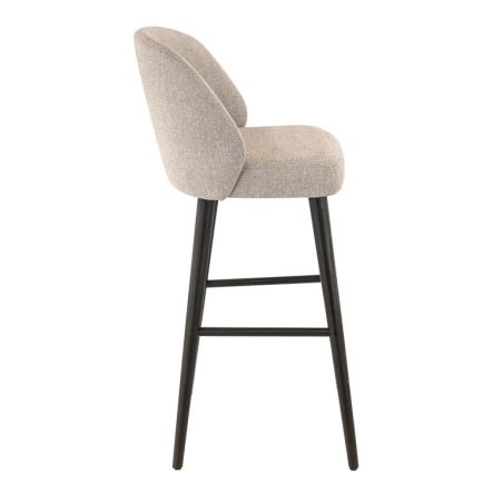 Tabouret de bar MARIUS BST d'intérieur - Bois noir, tissu 100% PES - hêtre greige 05