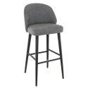Tabouret de bar MARIUS BST d'intérieur - Bois noir, tissu 100% PES - hêtre gris fonce 88