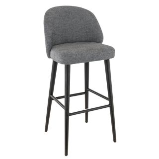 Tabouret de bar MARIUS BST d'intérieur - Bois noir, tissu 100% PES - hêtre gris fonce 88