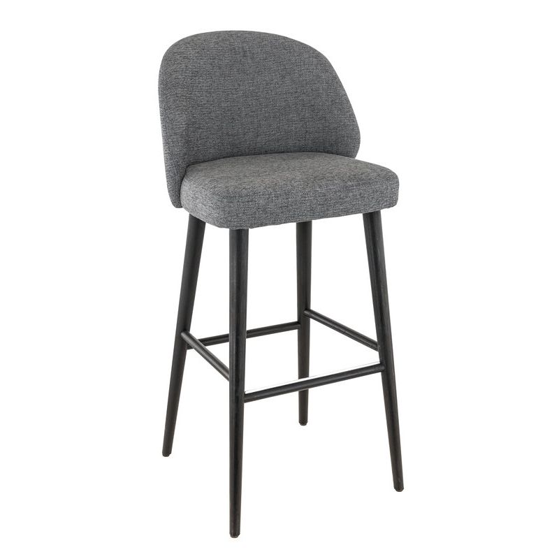 Tabouret de bar MARIUS BST d'intérieur - Bois noir, tissu 100% PES - hêtre gris fonce 88
