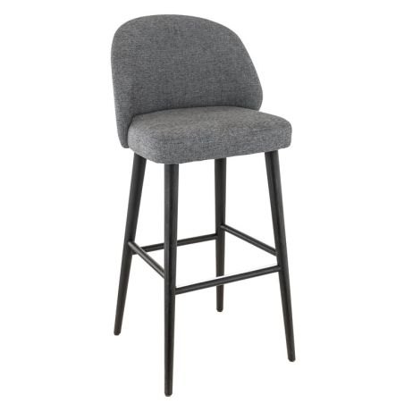 Tabouret de bar MARIUS BST d'intérieur - Bois noir, tissu 100% PES - hêtre gris fonce 88