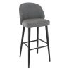 Tabouret de bar MARIUS BST d'intérieur - Bois noir, tissu 100% PES - hêtre gris fonce 88