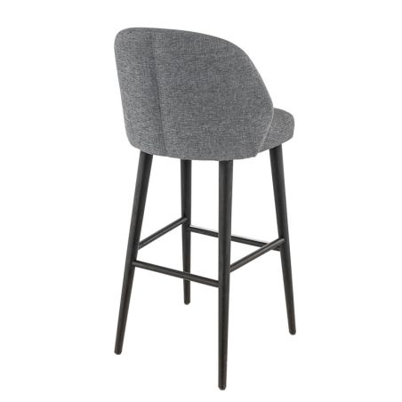 Tabouret de bar MARIUS BST d'intérieur - Bois noir, tissu 100% PES - hêtre gris fonce 88