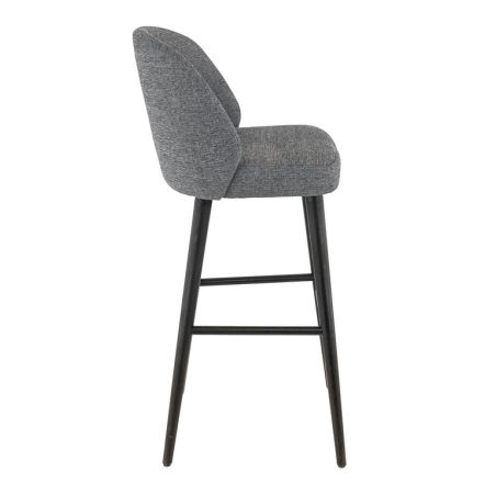 Tabouret de bar MARIUS BST d'intérieur - Bois noir, tissu 100% PES - hêtre gris fonce 88