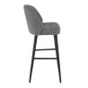Tabouret de bar MARIUS BST d'intérieur - Bois noir, tissu 100% PES - hêtre gris fonce 88