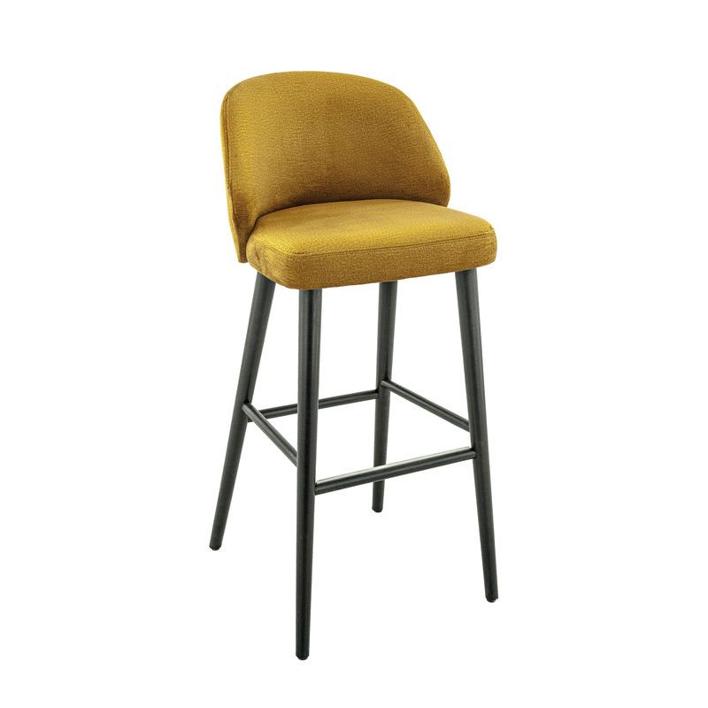 Tabouret de bar OSCAR d'intérieur - Bois noir, tissu 100% PES - hêtre gold 48