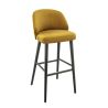 Tabouret de bar OSCAR d'intérieur - Bois noir, tissu 100% PES - hêtre gold 48