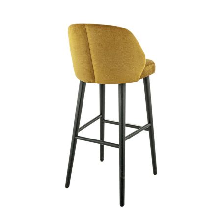 Tabouret de bar OSCAR d'intérieur - Bois noir, tissu 100% PES - hêtre gold 48