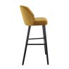 Tabouret de bar OSCAR d'intérieur - Bois noir, tissu 100% PES - hêtre gold 48