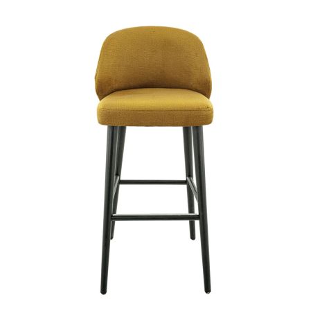 Tabouret de bar OSCAR d'intérieur - Bois noir, tissu 100% PES - hêtre gold 48