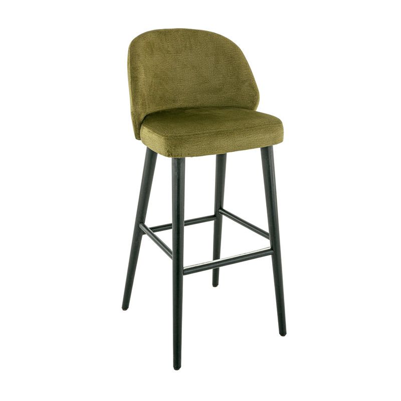 Tabouret de bar OSCAR d'intérieur - Bois noir, tissu 100% PES - hêtre olive 38