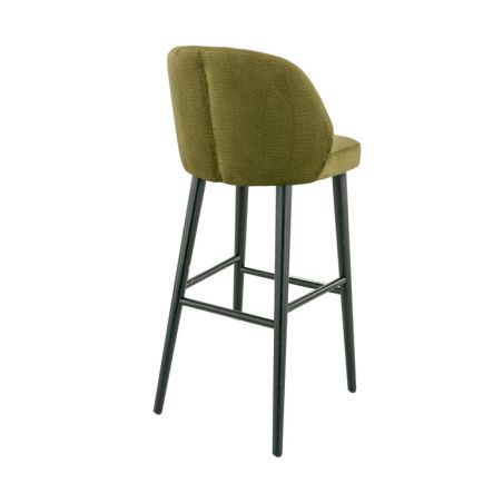 Tabouret de bar OSCAR d'intérieur - Bois noir, tissu 100% PES - hêtre olive 38