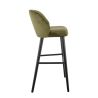 Tabouret de bar OSCAR d'intérieur - Bois noir, tissu 100% PES - hêtre olive 38