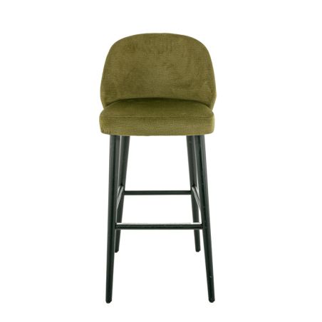 Tabouret de bar OSCAR d'intérieur - Bois noir, tissu 100% PES - hêtre olive 38