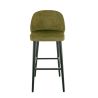 Tabouret de bar OSCAR d'intérieur - Bois noir, tissu 100% PES - hêtre olive 38