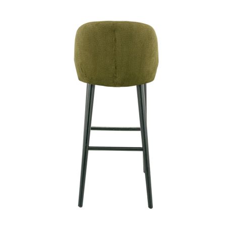 Tabouret de bar OSCAR d'intérieur - Bois noir, tissu 100% PES - hêtre olive 38