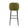Tabouret de bar OSCAR d'intérieur - Bois noir, tissu 100% PES - hêtre olive 38