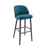 Tabouret de bar OSCAR d'intérieur - Bois noir, tissu 100% PES - hêtre petrol 76